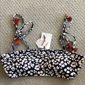 🌺 Jessica Simpson Bandeau Bikini Top Medium NWT Tassel Tie Straps